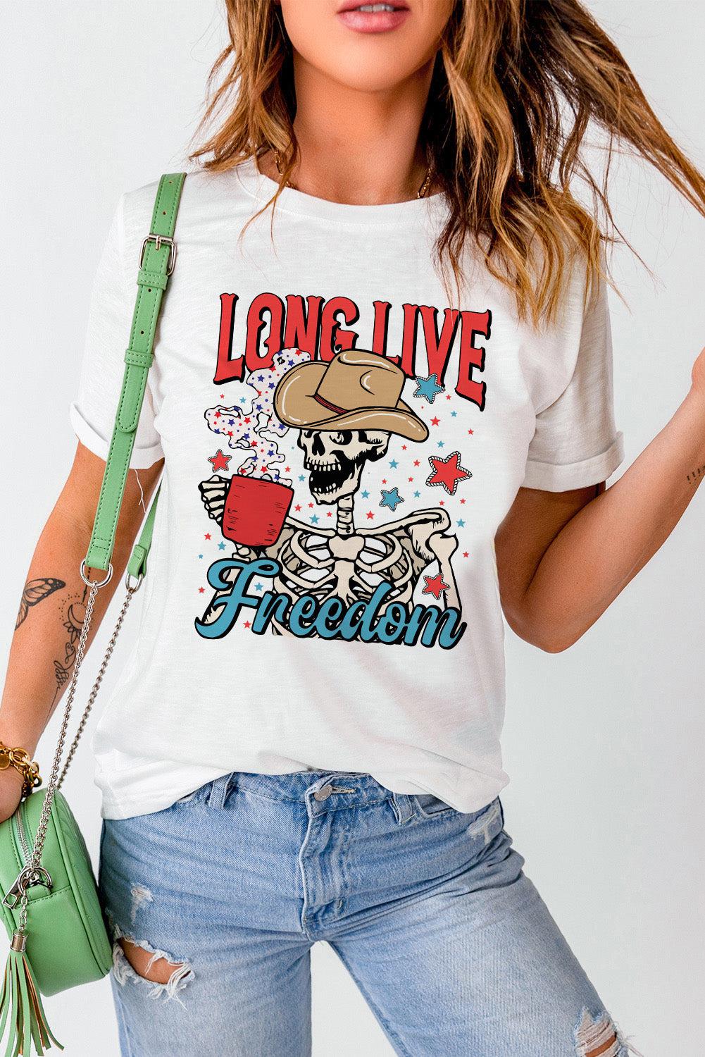 LONG LIVE FREEDOM Graphic Short Sleeve Tee BLUE ZONE PLANET