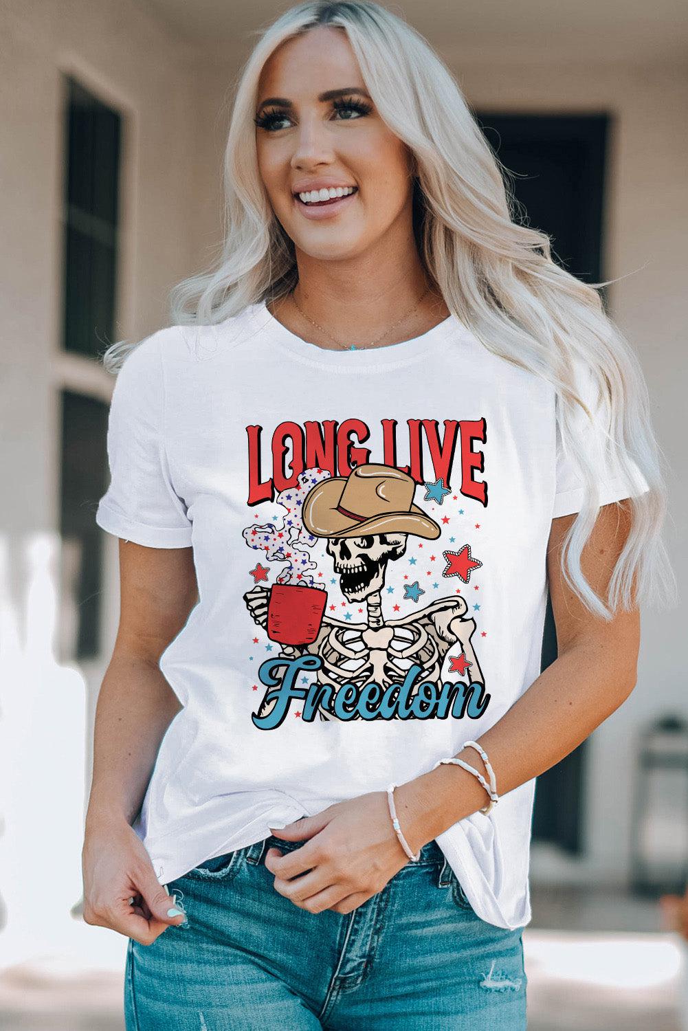 LONG LIVE FREEDOM Graphic Short Sleeve Tee BLUE ZONE PLANET