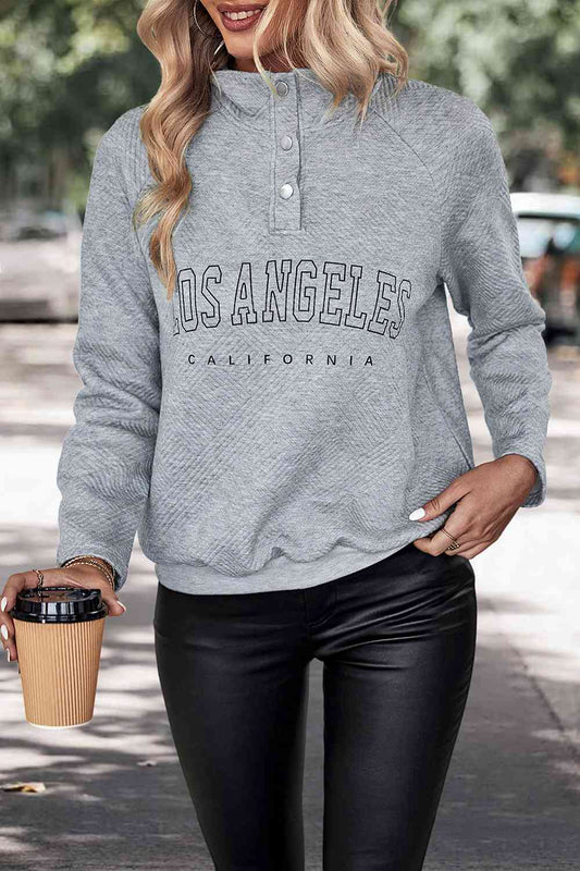 LOS ANGELES CALIFORNIA Graphic Quarter-Snap Sweatshirt BLUE ZONE PLANET