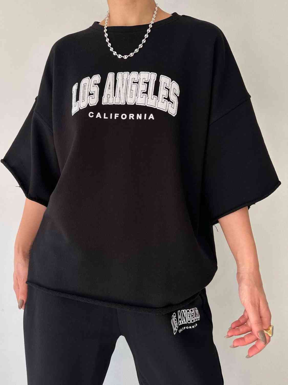 LOS ANGELES CALIFORNIA Graphic Sweatshirt and Sweatpants Set BLUE ZONE PLANET
