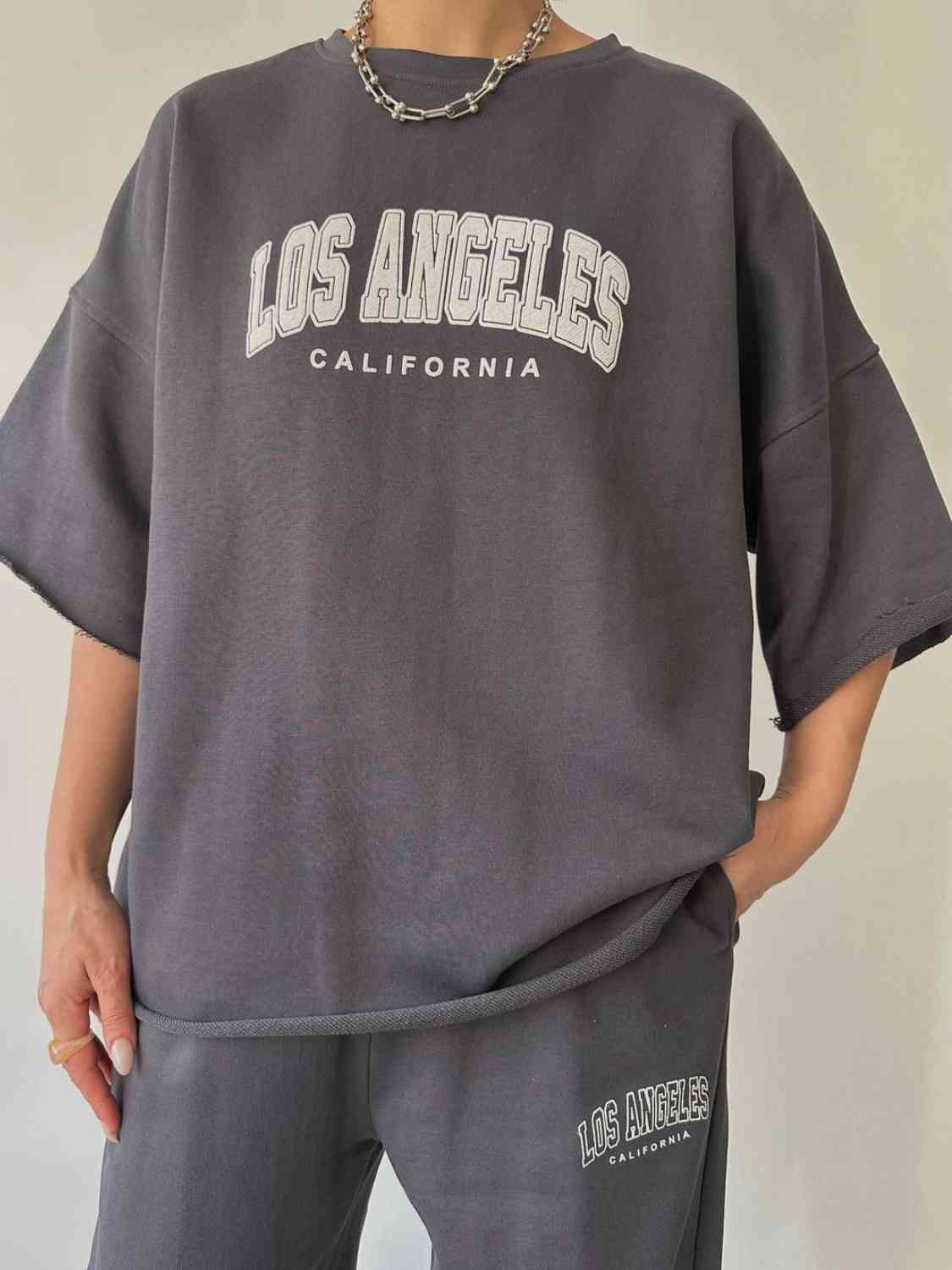 LOS ANGELES CALIFORNIA Graphic Sweatshirt and Sweatpants Set BLUE ZONE PLANET