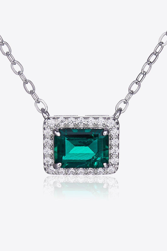 Lab-Grown Emerald Rectangle Pendant Necklace BLUE ZONE PLANET