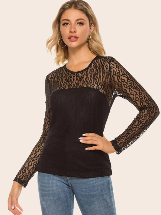 Lace Yoke Spliced Top BLUE ZONE PLANET