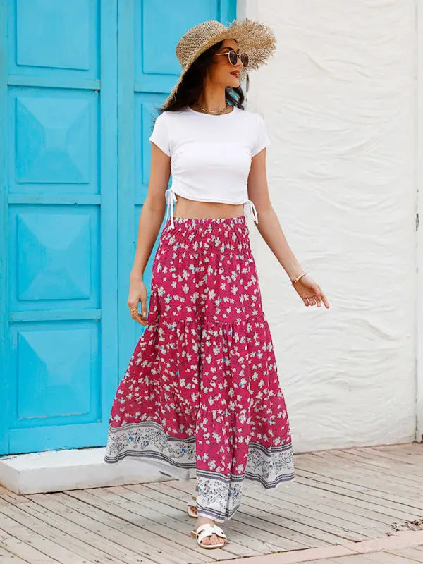 Ladies Fashion Boho Print Skirt kakaclo