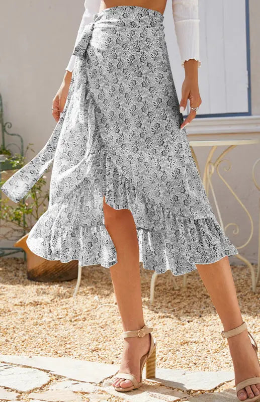 Ladies Fashion Printed Irregular Skirt kakaclo