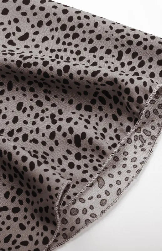 Ladies Long Sleeve Leopard Print Lapel Pleated Shirt Dress kakaclo