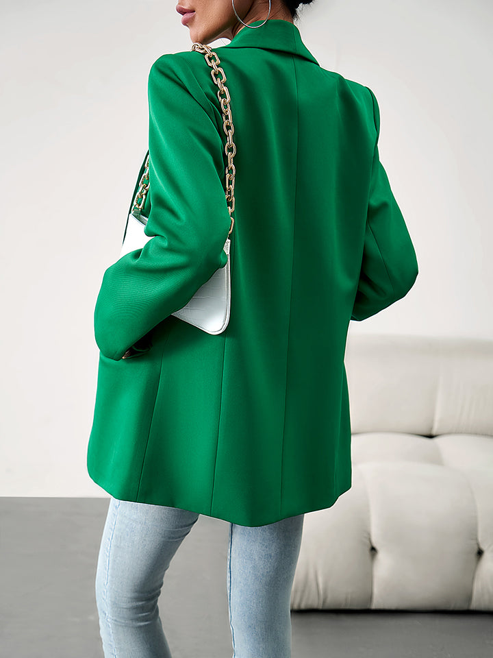 Lapel Collar Long Sleeve Blazer BLUE ZONE PLANET