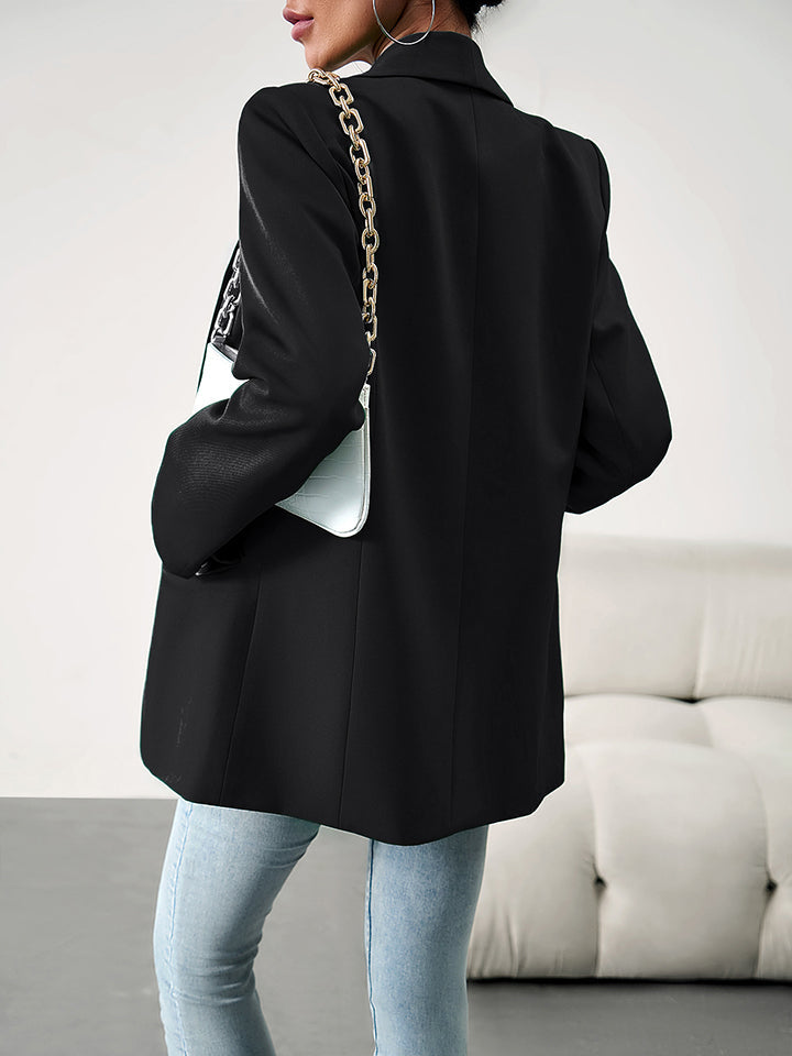 Lapel Collar Long Sleeve Blazer BLUE ZONE PLANET