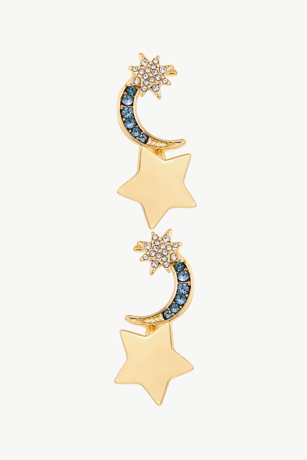 Lasting Wish Inlaid Rhinestone Star and Moon Drop Earrings BLUE ZONE PLANET