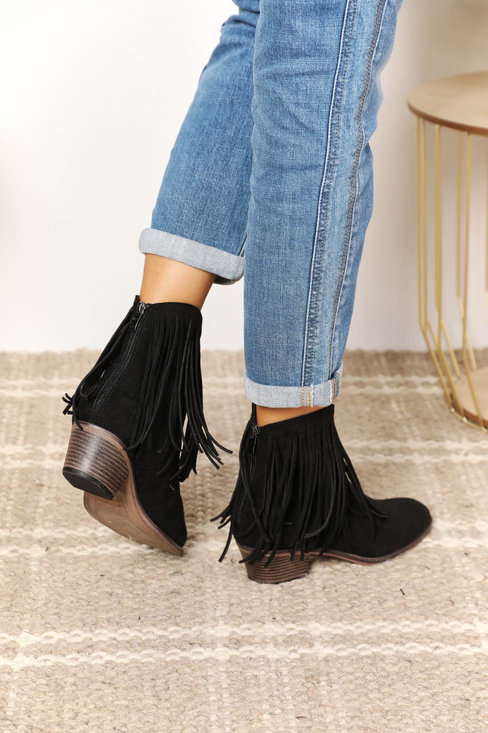 Legend Women's Fringe Cowboy Western Ankle Boots BLUE ZONE PLANET