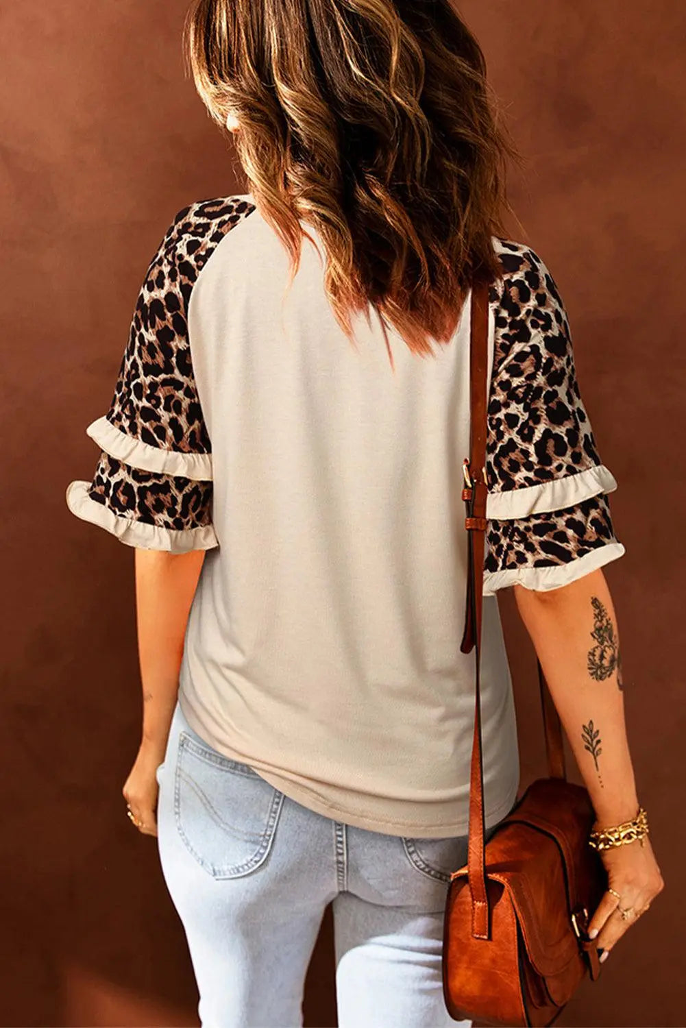 Leopard Bunny Graphic Layered Sleeve T-Shirt BLUE ZONE PLANET