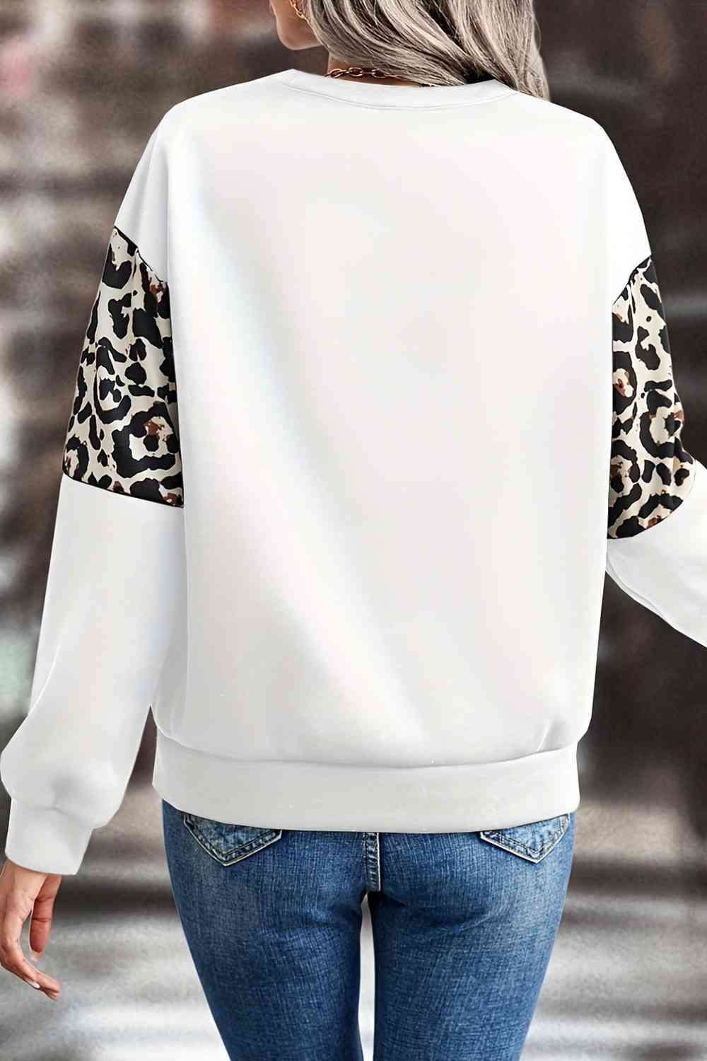 Leopard Dropped Shoulder Sweatshirt BLUE ZONE PLANET