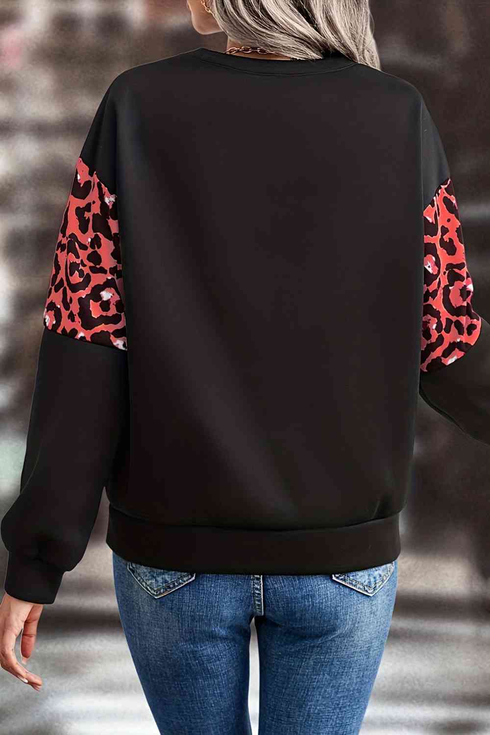 Leopard Dropped Shoulder Sweatshirt BLUE ZONE PLANET