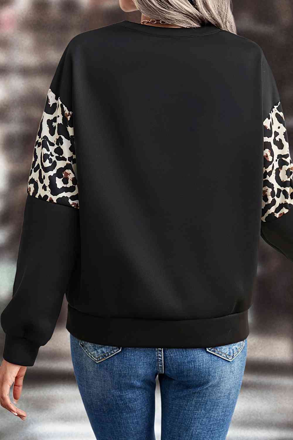 Leopard Dropped Shoulder Sweatshirt BLUE ZONE PLANET