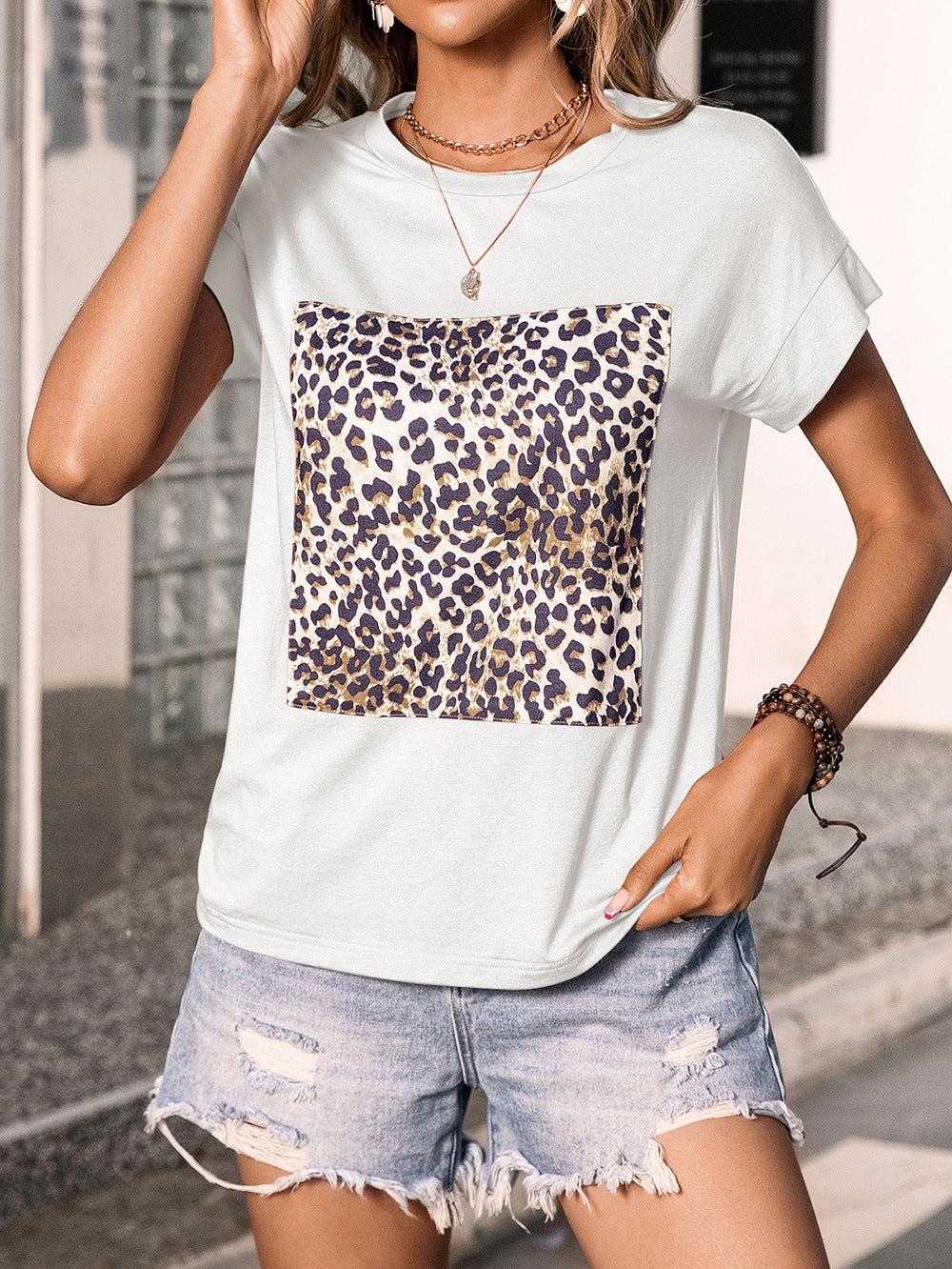 Leopard Graphic Round Neck Tee BLUE ZONE PLANET