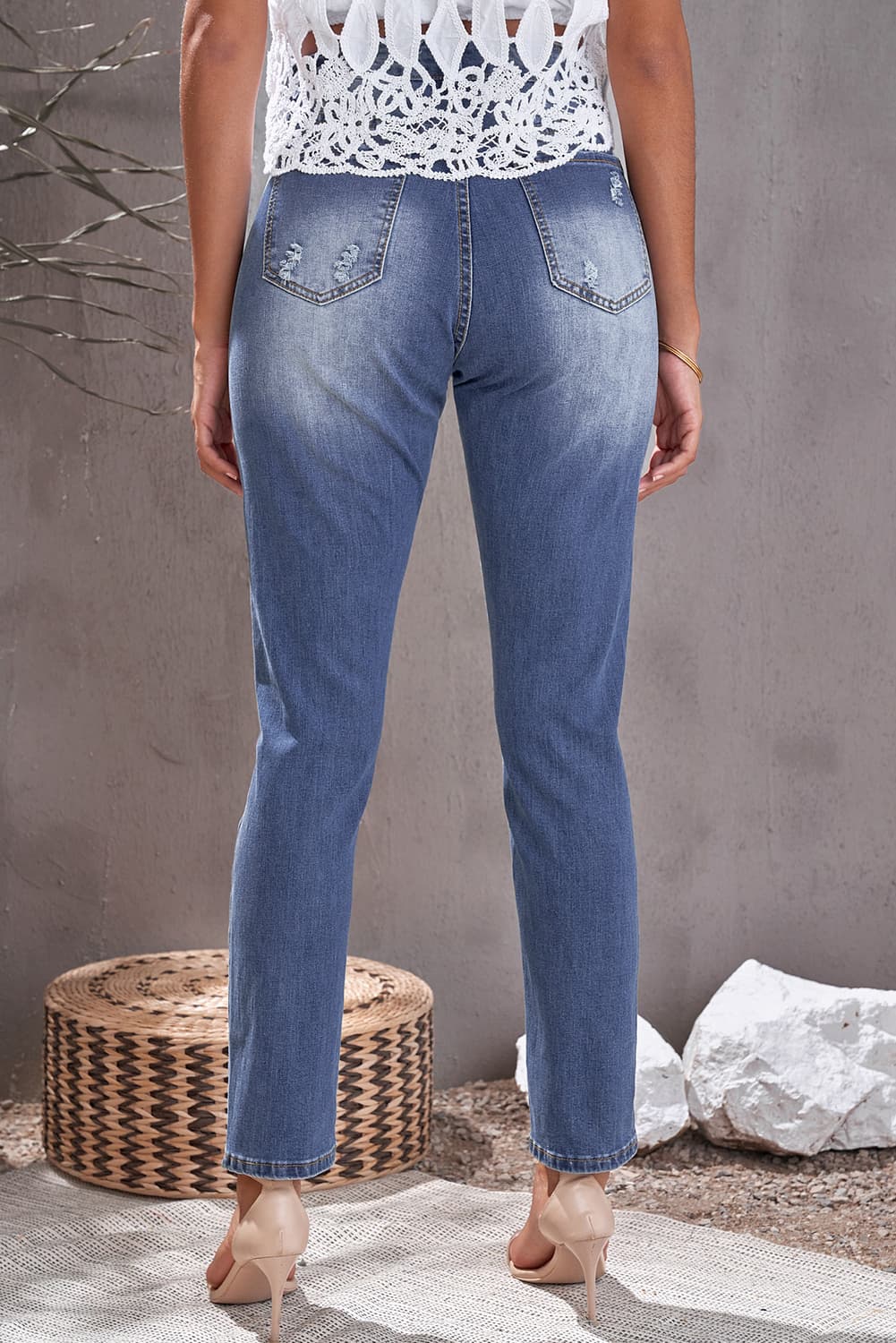 Leopard Patch Ankle-Length Jeans BLUE ZONE PLANET