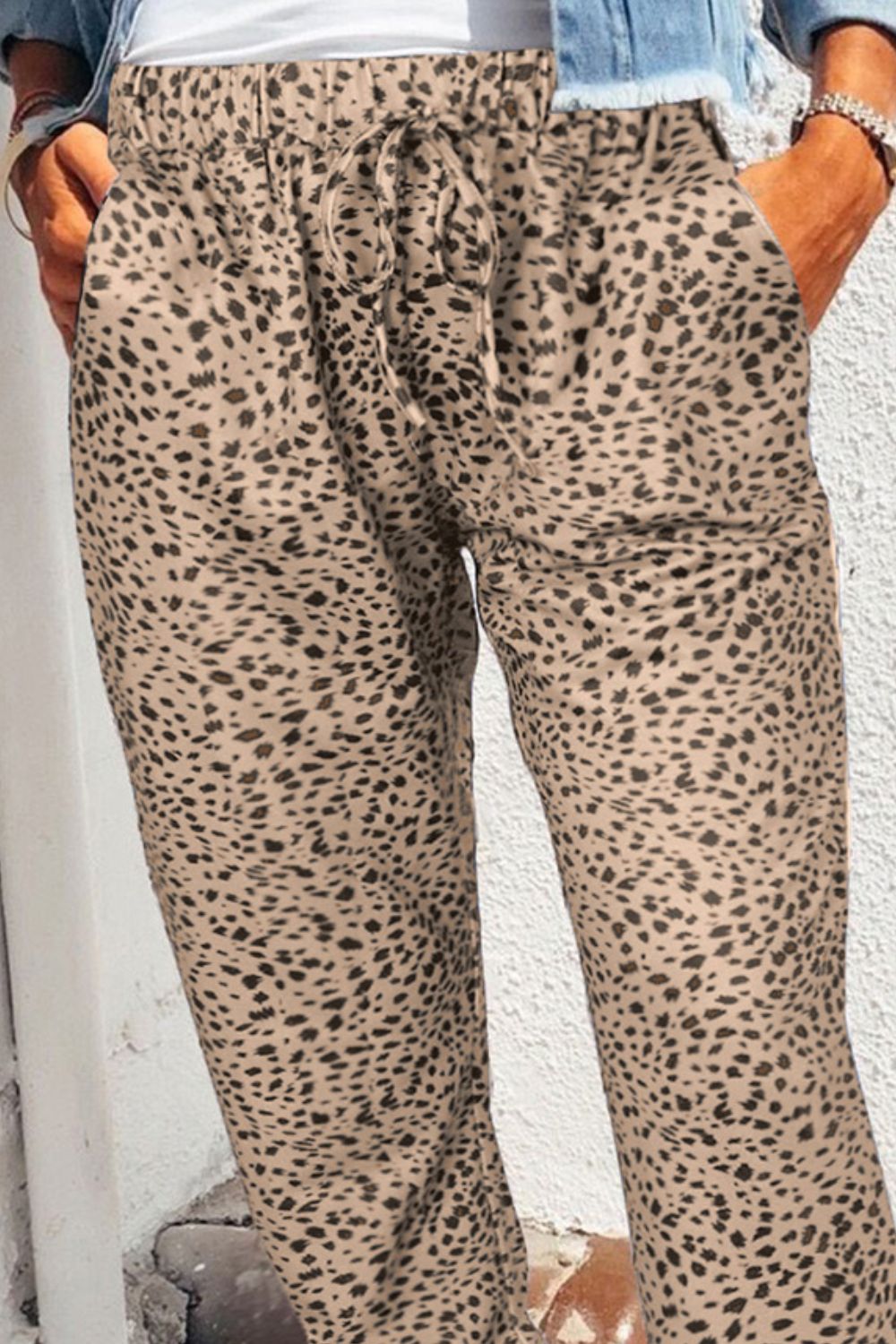 Leopard Pocketed Long Pants BLUE ZONE PLANET