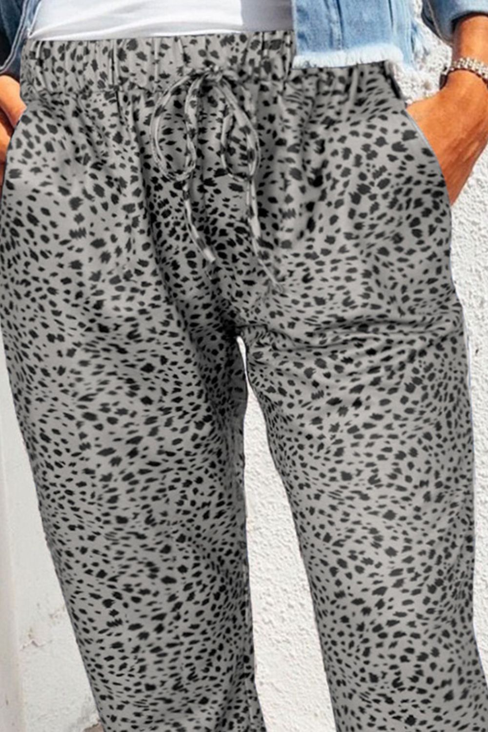 Leopard Pocketed Long Pants BLUE ZONE PLANET