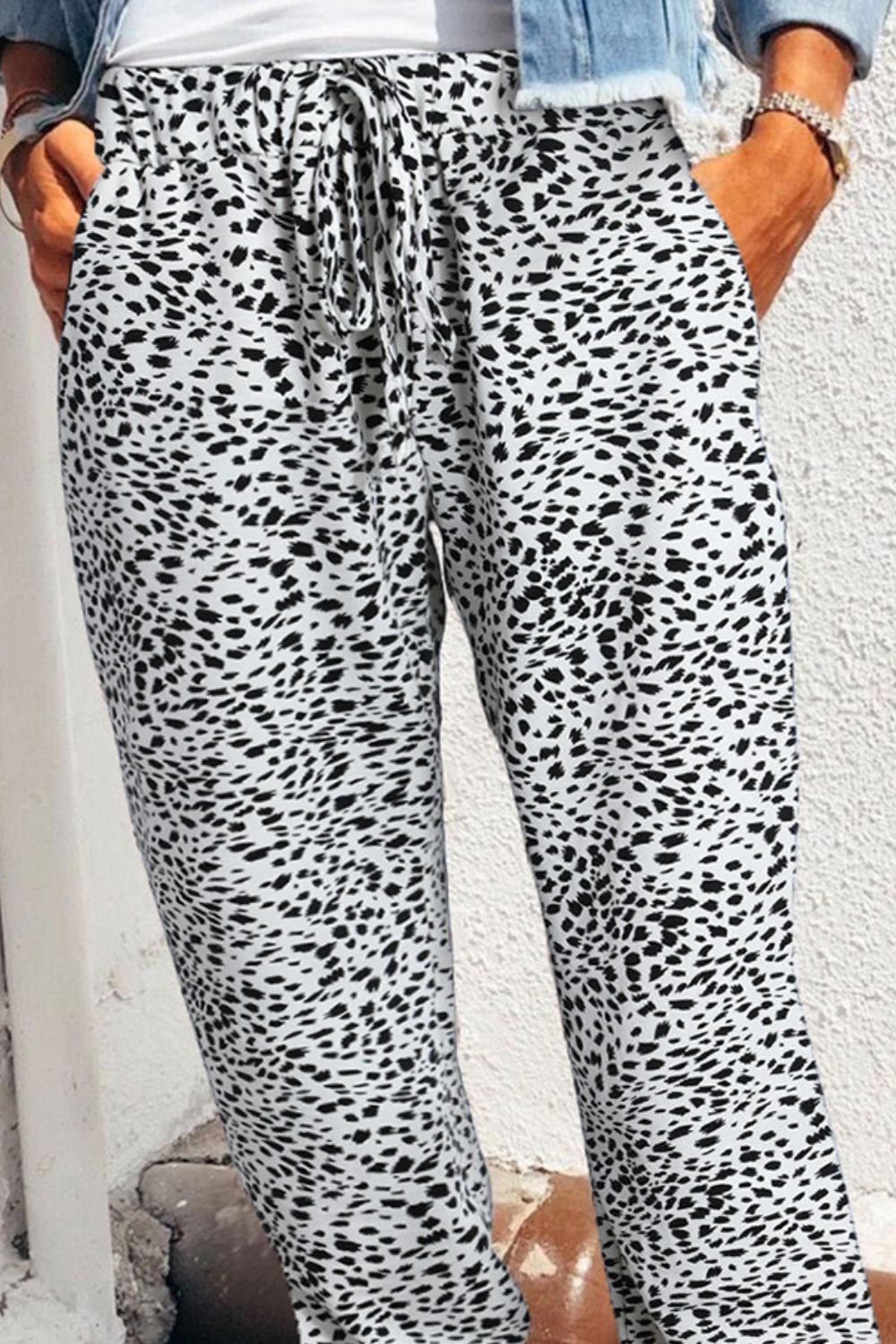 Leopard Pocketed Long Pants BLUE ZONE PLANET