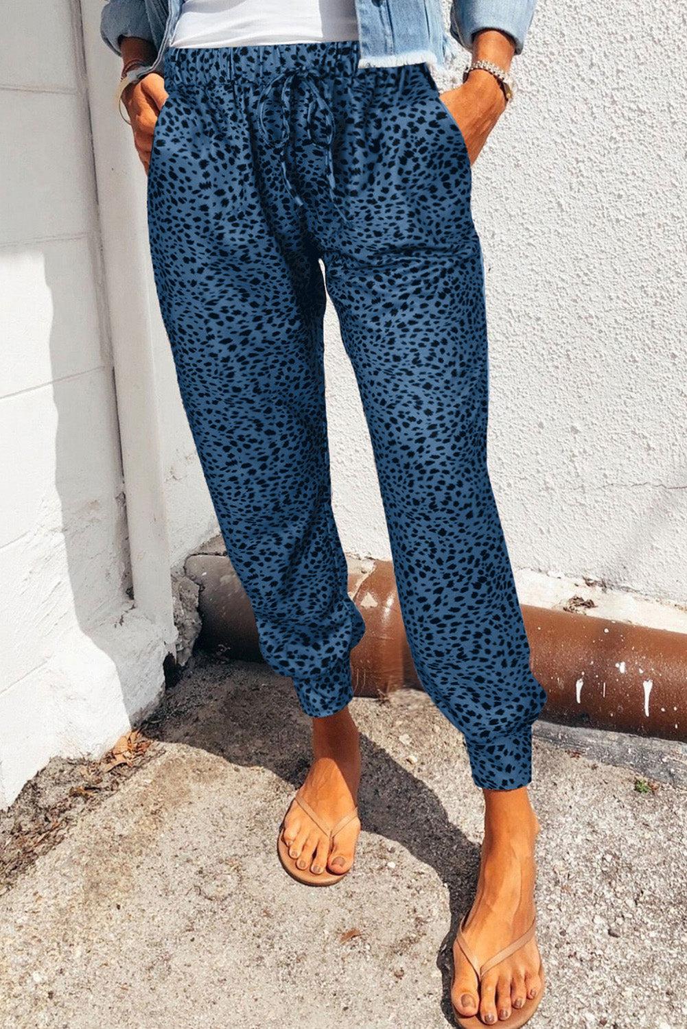 Leopard Print Joggers with Pockets BLUE ZONE PLANET