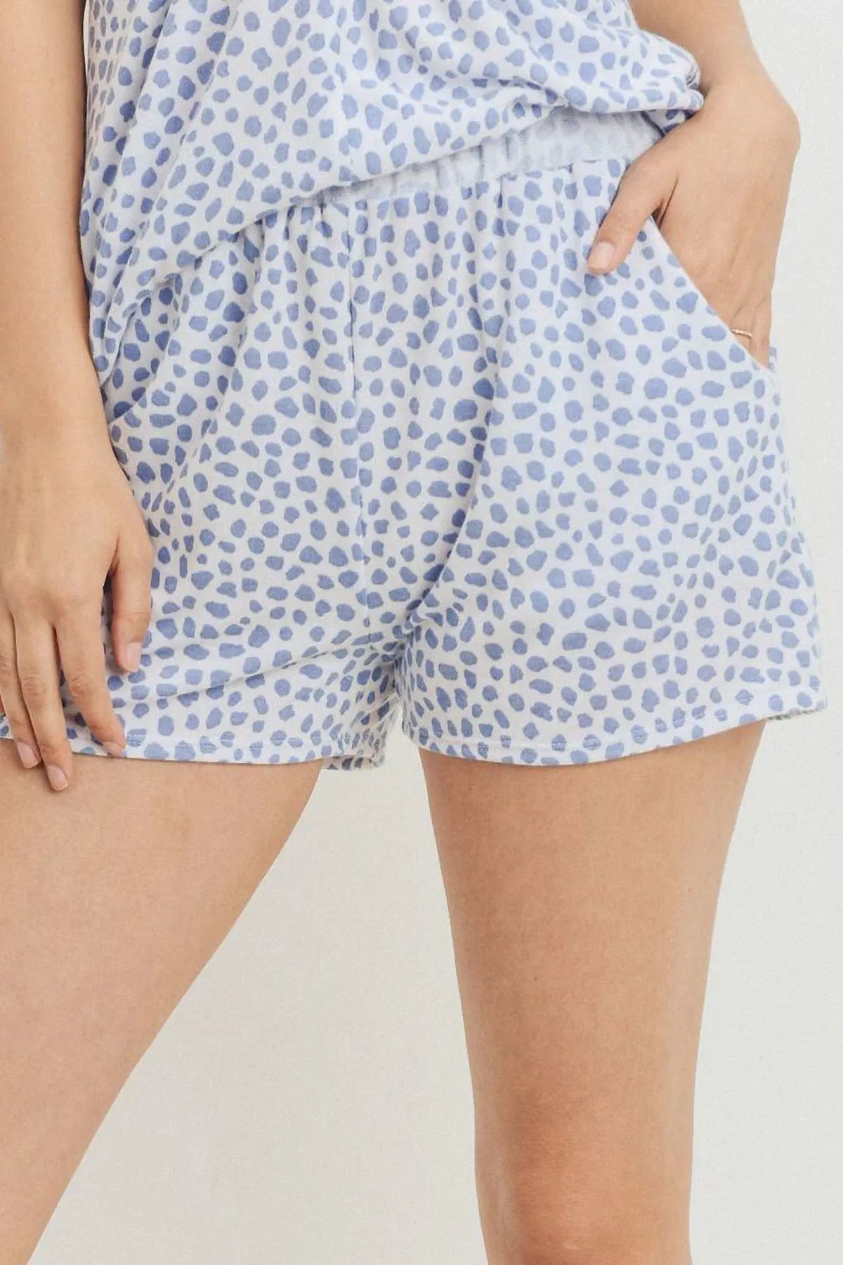 Leopard Printed Terry Short Pants Blue Zone Planet
