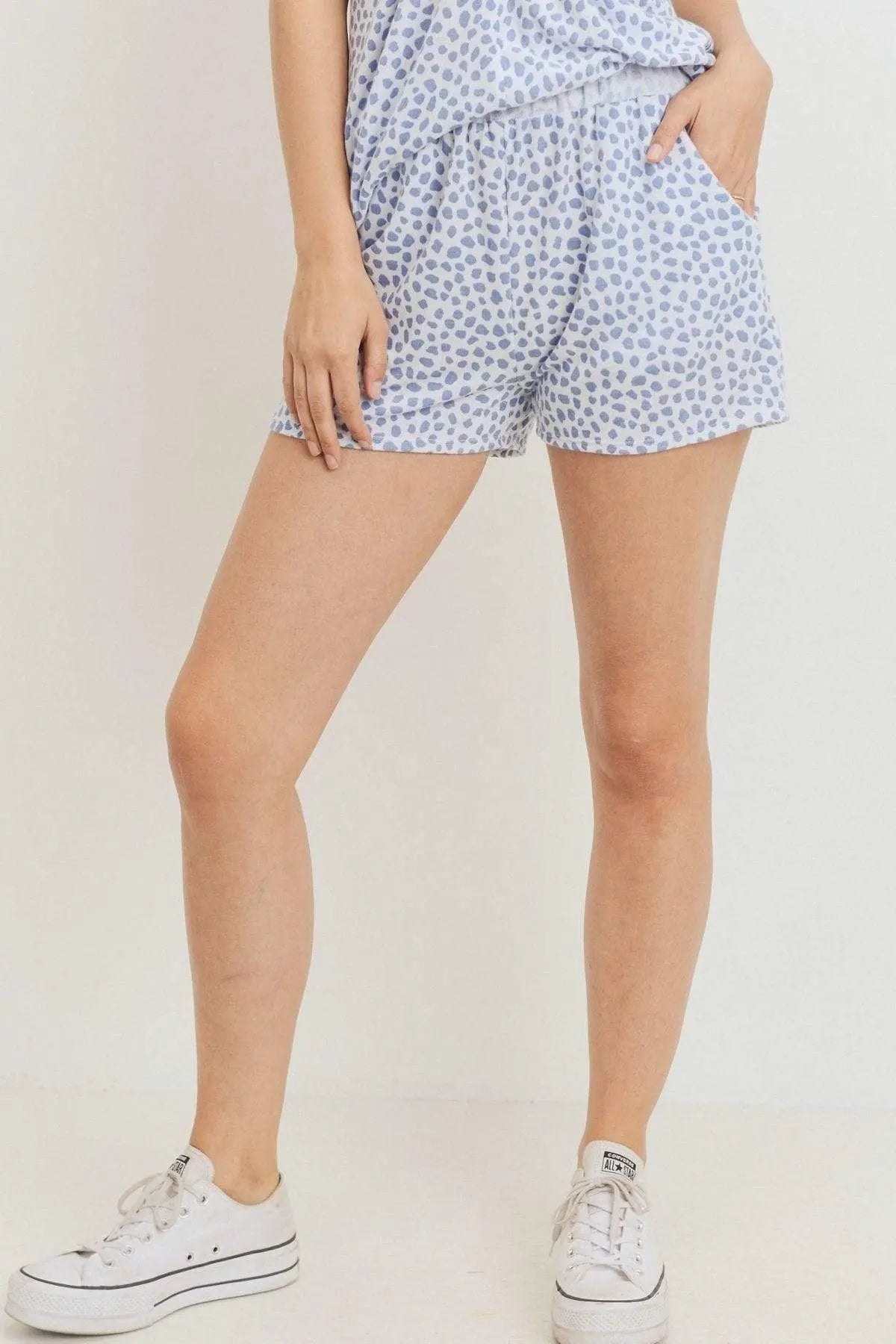 Leopard Printed Terry Short Pants Blue Zone Planet