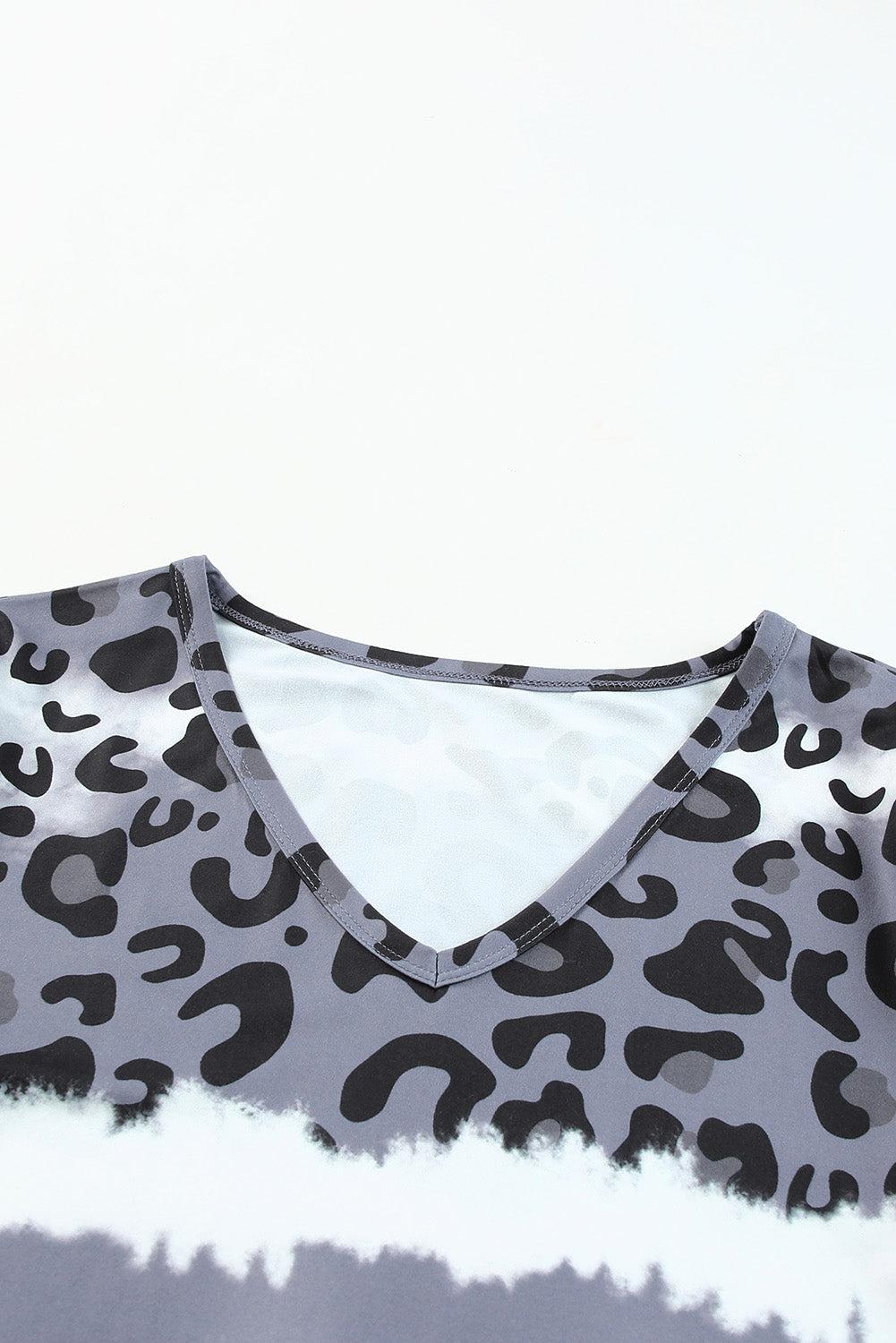 Leopard V-Neck Tee Shirt BLUE ZONE PLANET