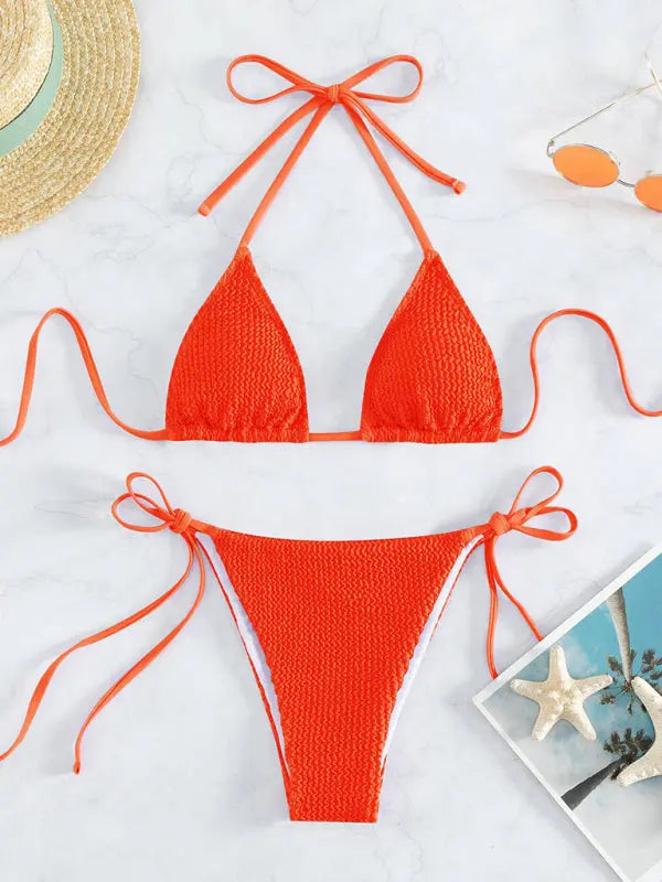 Lia's Wave Pattern Lace-up Bikini BLUE ZONE PLANET