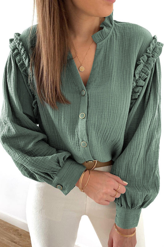 Long Sleeve Buttoned Top BLUE ZONE PLANET
