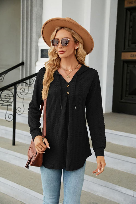 Long Sleeve Hooded Blouse BLUE ZONE PLANET