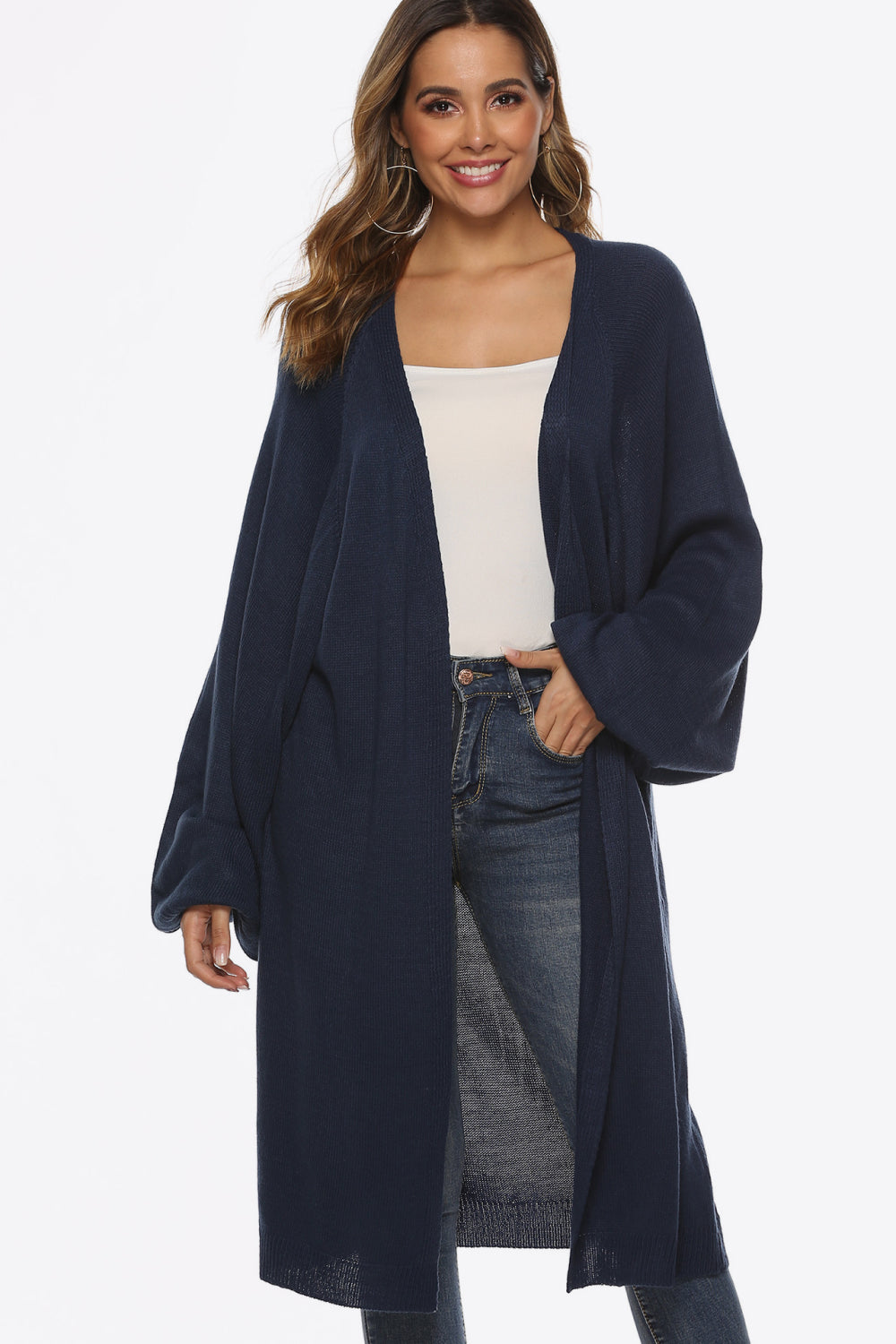 Long Sleeve Open Front Cardigan BLUE ZONE PLANET