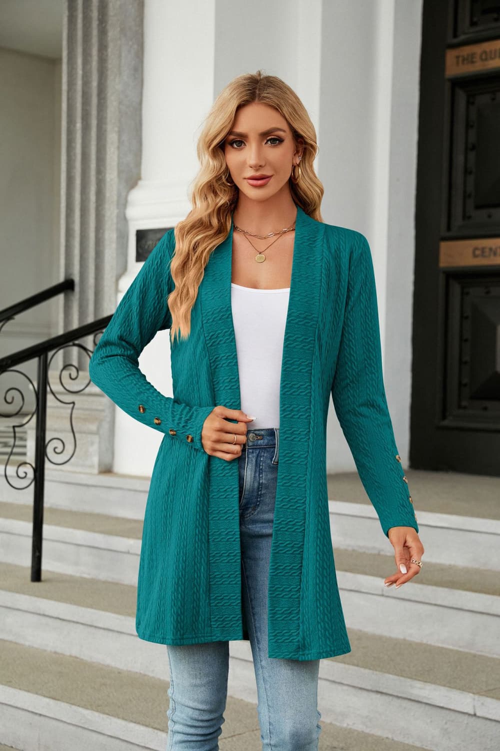 Long Sleeve Open Front Cardigan BLUE ZONE PLANET