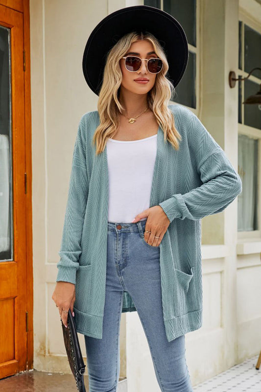 Long Sleeve Pocketed Cardigan BLUE ZONE PLANET