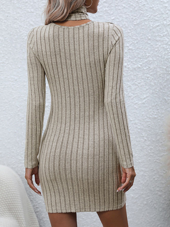 Long Sleeve Ribbed Sweater Dress BLUE ZONE PLANET