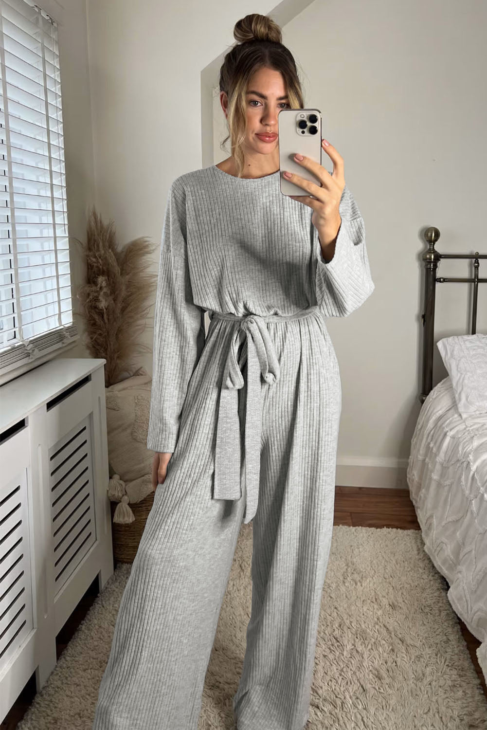 Long Sleeve Round Neck Jumpsuit BLUE ZONE PLANET