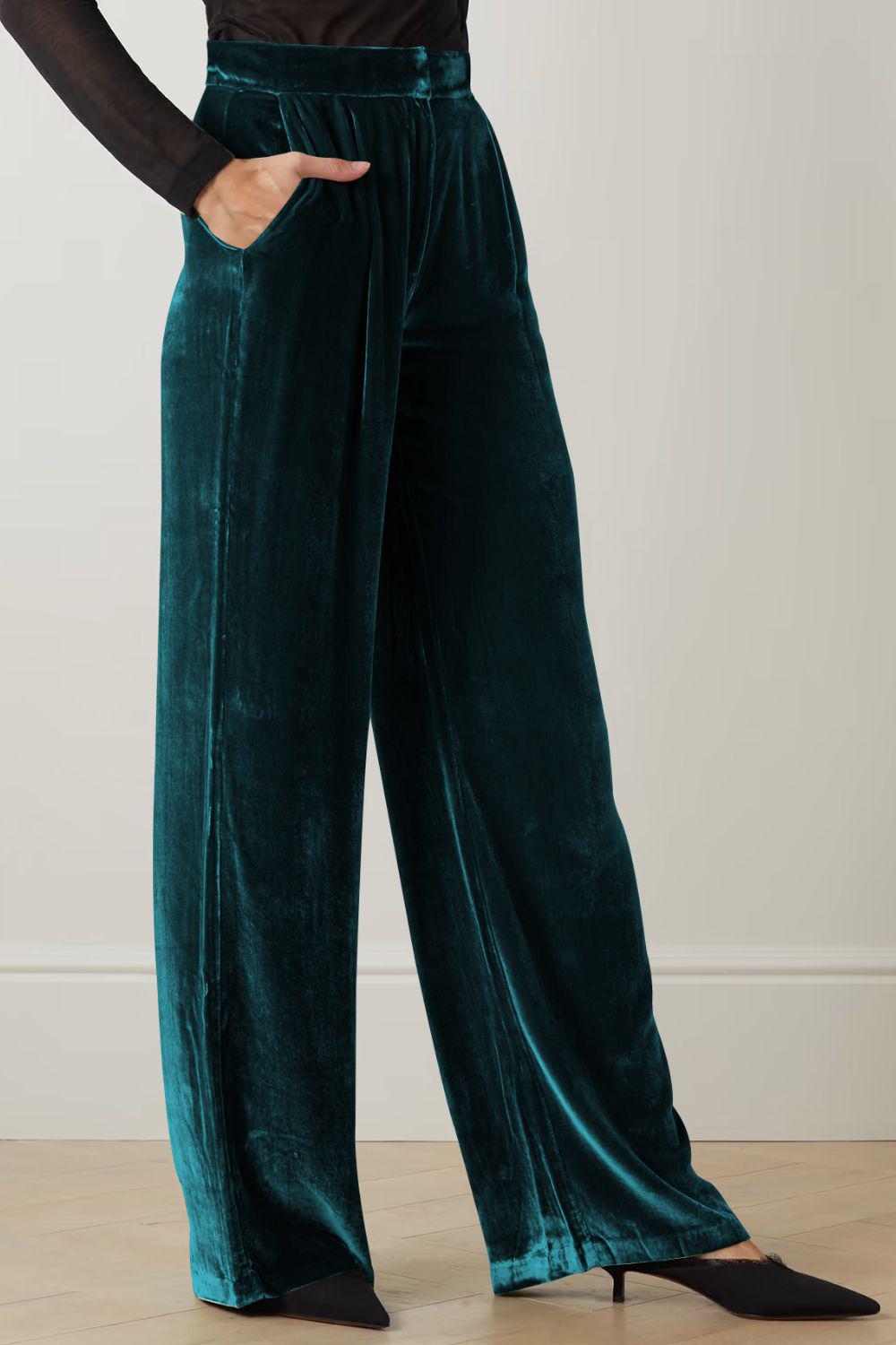 Loose Fit High Waist Long Pants with Pockets BLUE ZONE PLANET