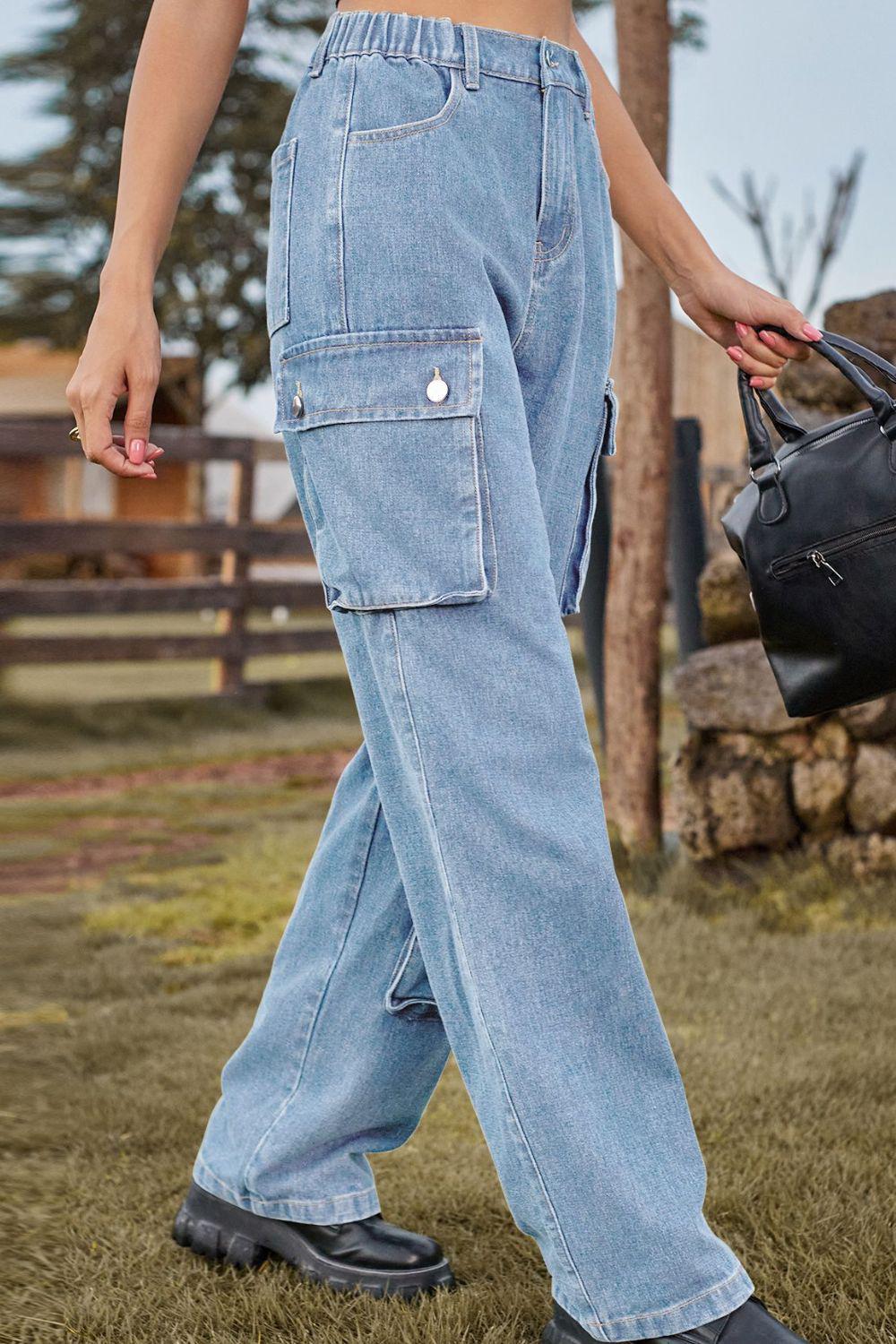 Loose Fit Long Jeans with Pockets BLUE ZONE PLANET