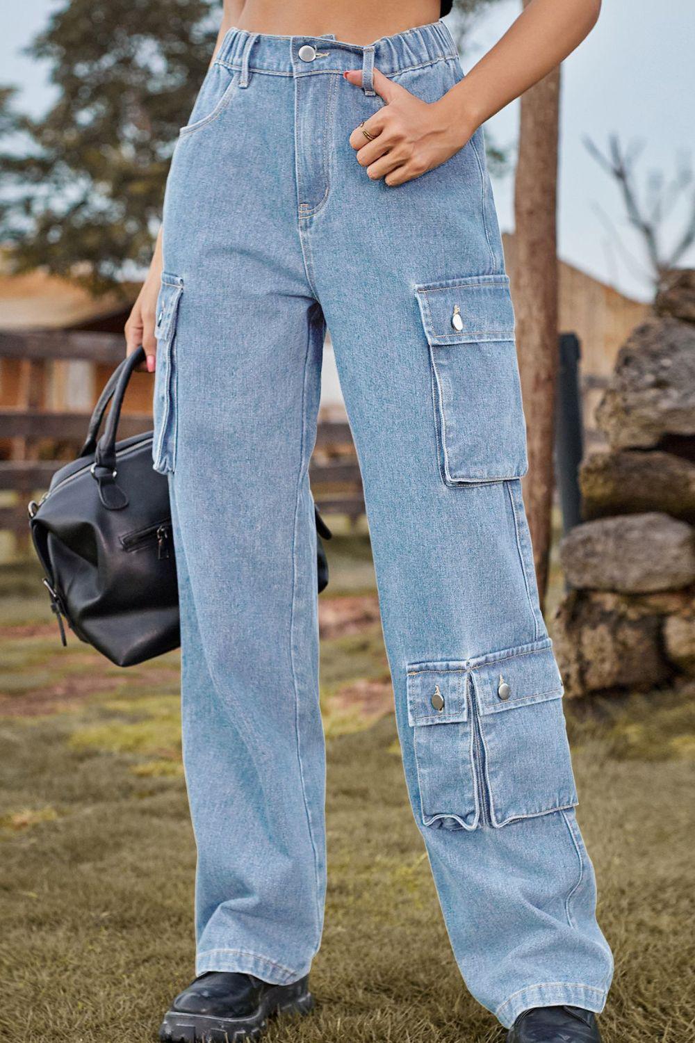 Loose Fit Long Jeans with Pockets BLUE ZONE PLANET