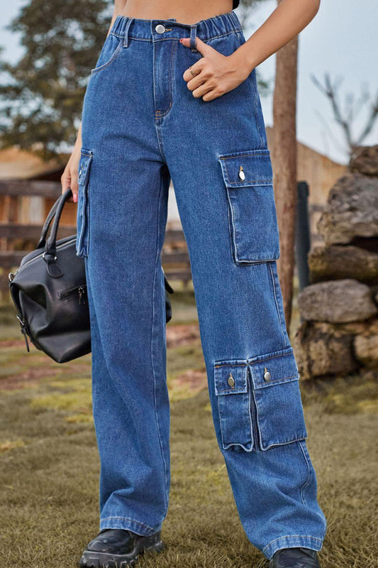Loose Fit Long Jeans with Pockets BLUE ZONE PLANET