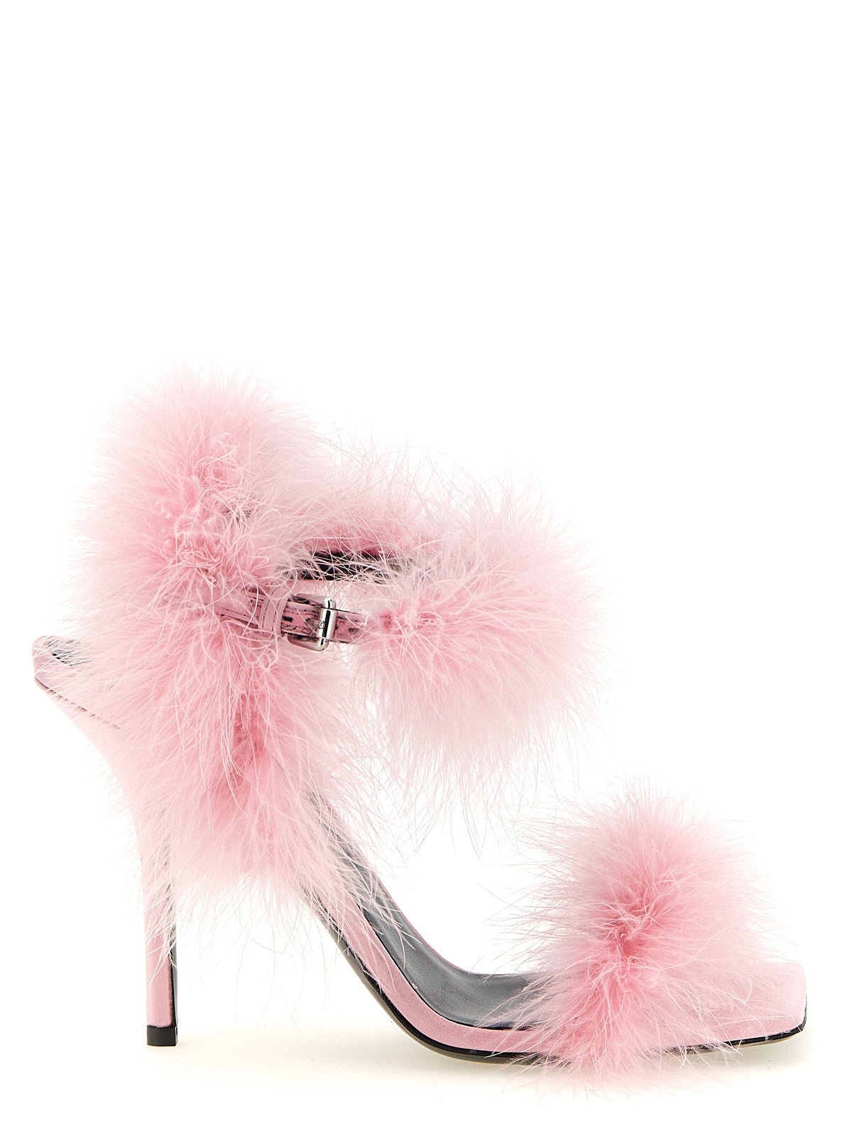 Moschino Satin Sandals And Feathers-Sandals-[Adult]-[Female]-2022 Online Blue Zone Planet