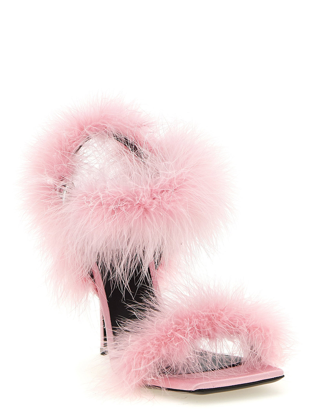 Moschino Satin Sandals And Feathers-Sandals-[Adult]-[Female]-2022 Online Blue Zone Planet