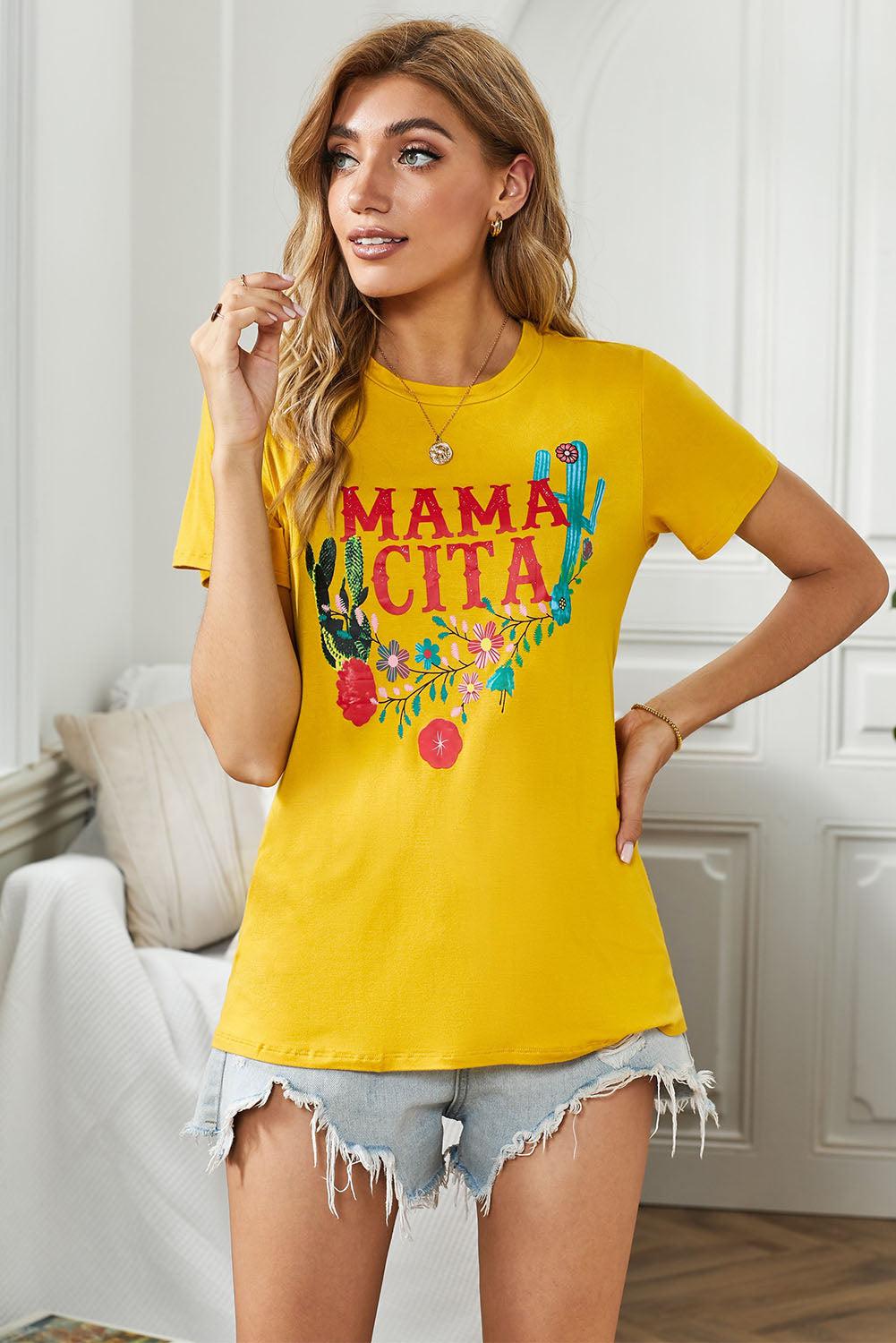 MAMACITA Graphic Round Neck Tee BLUE ZONE PLANET