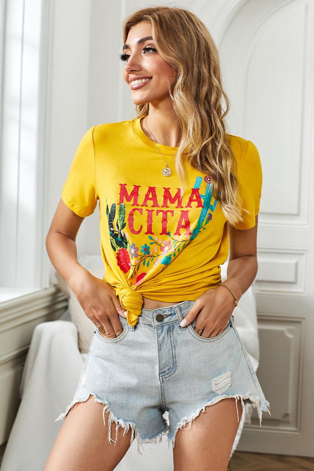 MAMACITA Graphic Round Neck Tee BLUE ZONE PLANET