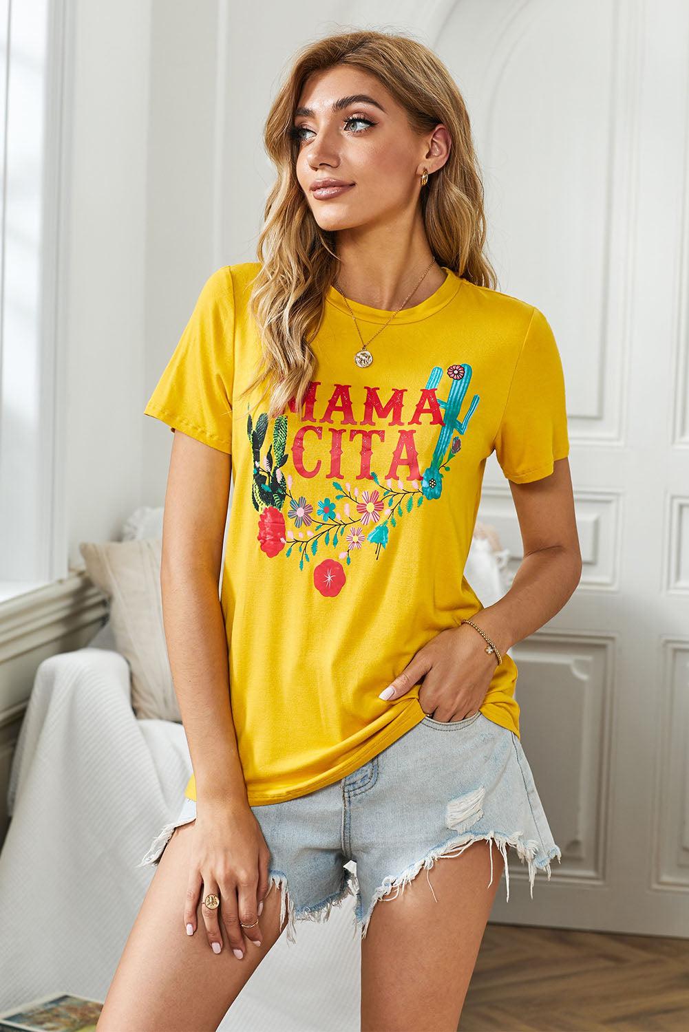 MAMACITA Graphic Round Neck Tee BLUE ZONE PLANET