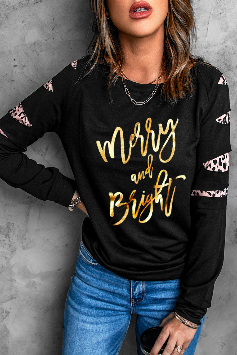 MERRY AND BRIGHT Graphic Long Sleeve Top BLUE ZONE PLANET