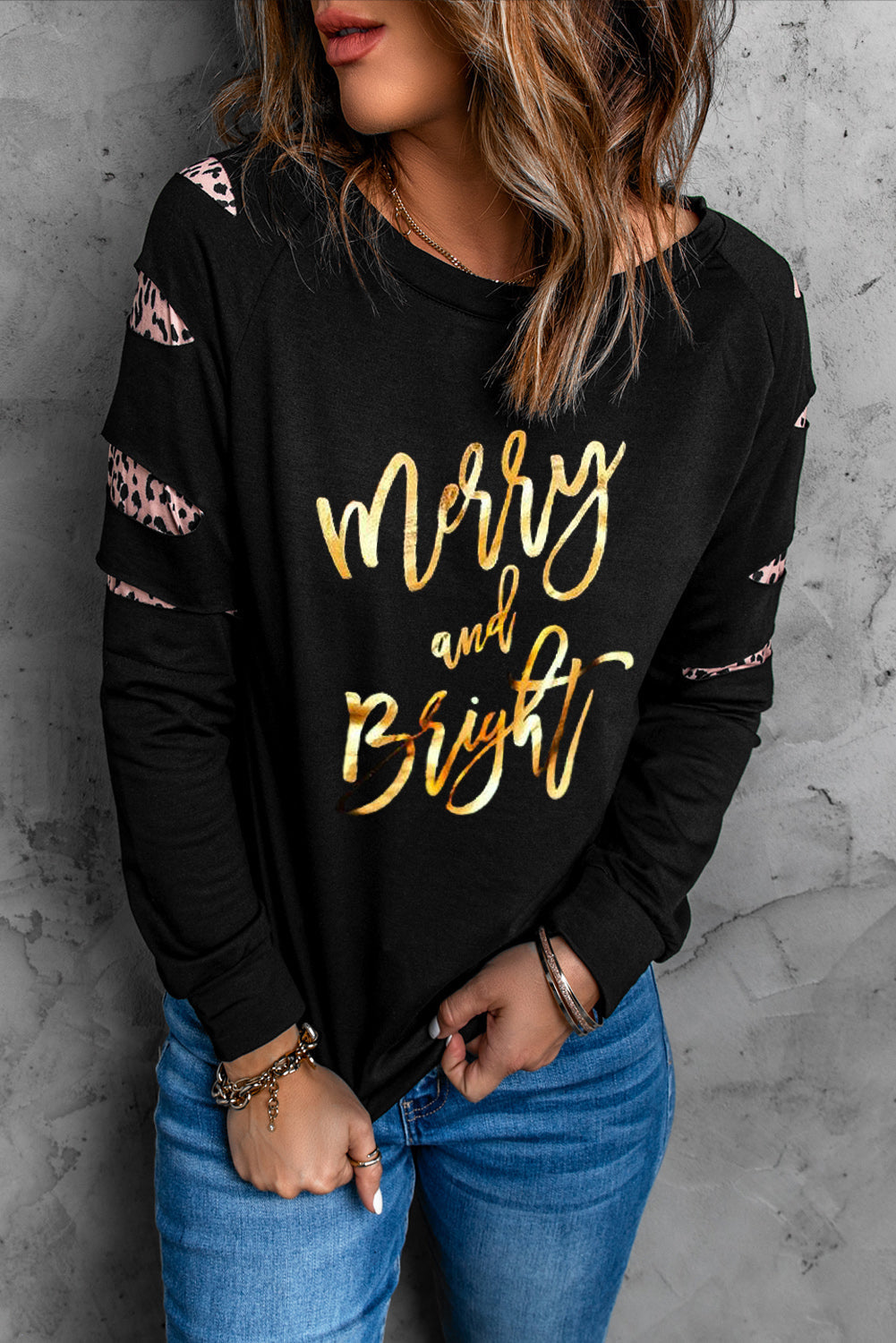 MERRY AND BRIGHT Graphic Long Sleeve Top BLUE ZONE PLANET