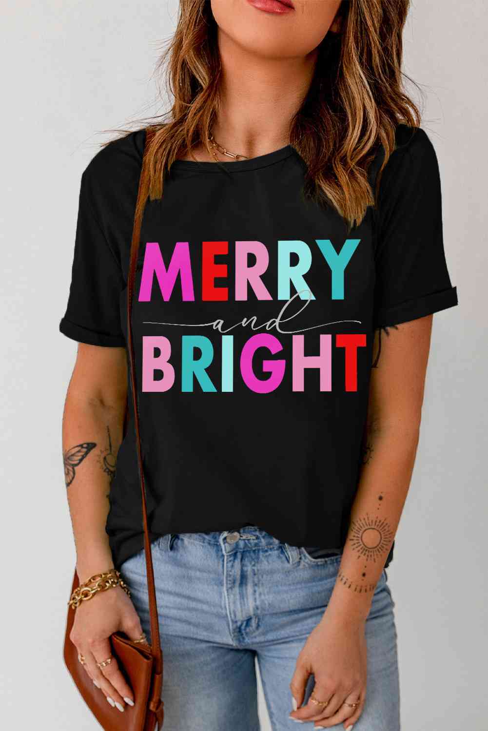 MERRY AND BRIGHT Graphic Short Sleeve T-Shirt BLUE ZONE PLANET