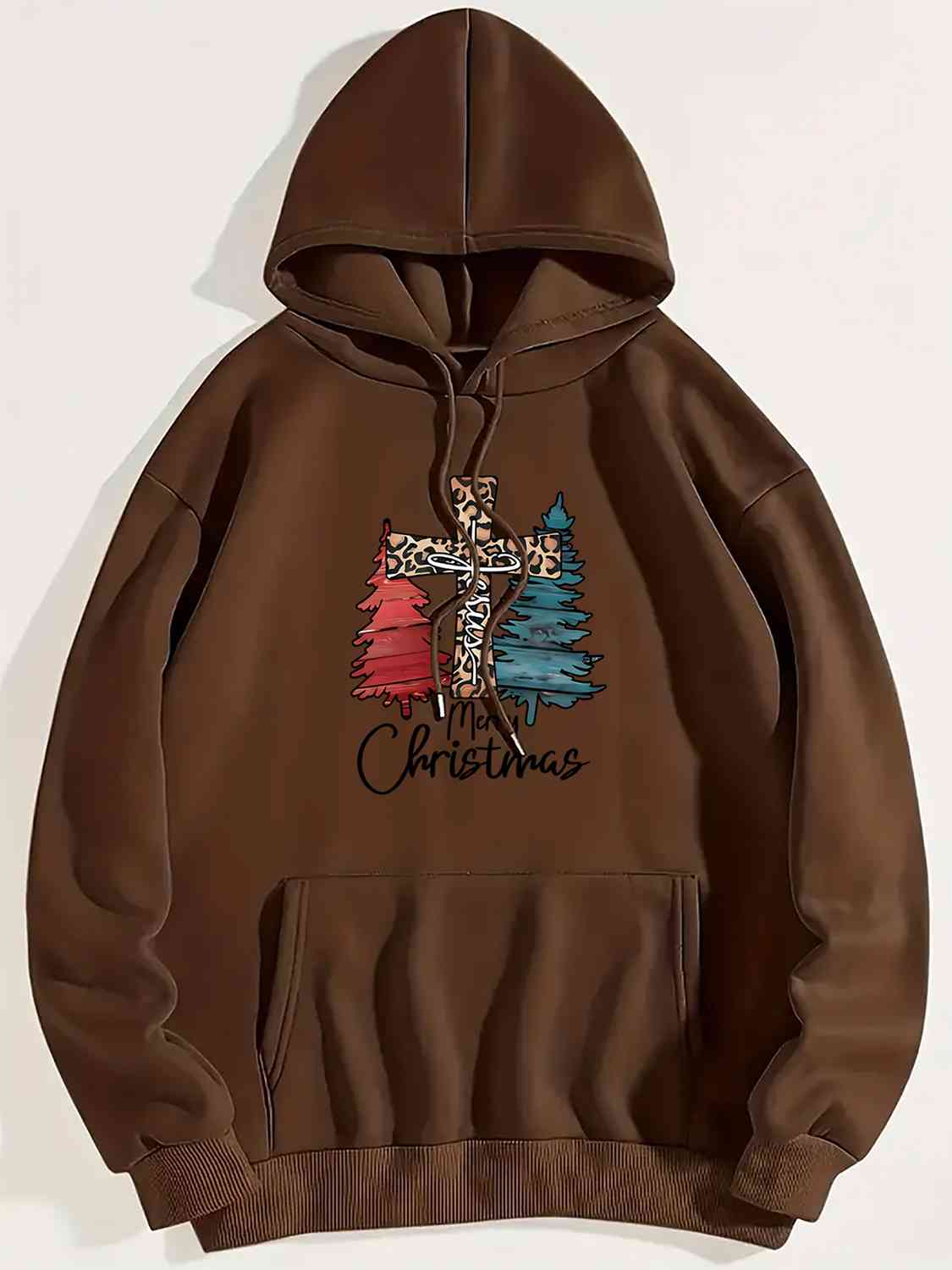 MERRY CHRISTMAS Graphic Drawstring Hoodie BLUE ZONE PLANET