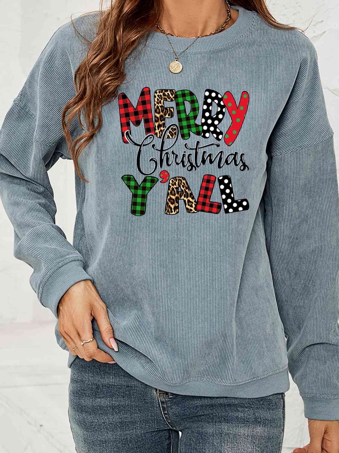 MERRY CHRISTMAS Y'ALL Graphic Sweatshirt BLUE ZONE PLANET