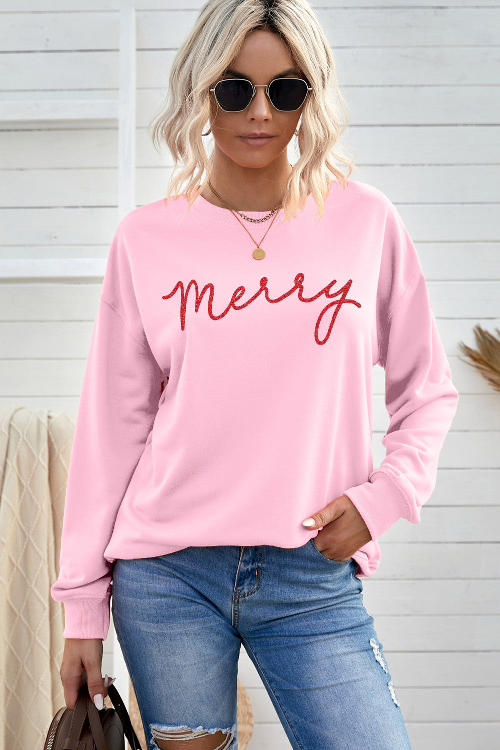 MERRY Graphic Drop Shoulder Sweatshirt BLUE ZONE PLANET